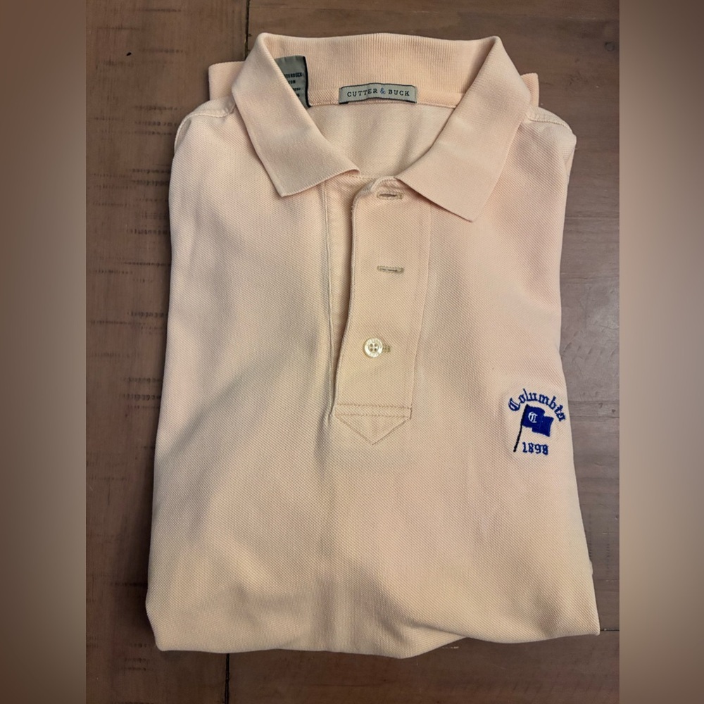 Columbia Country Club Pale Yellow Cutter & Buck Short Sleeve Polo Shirt - Size L